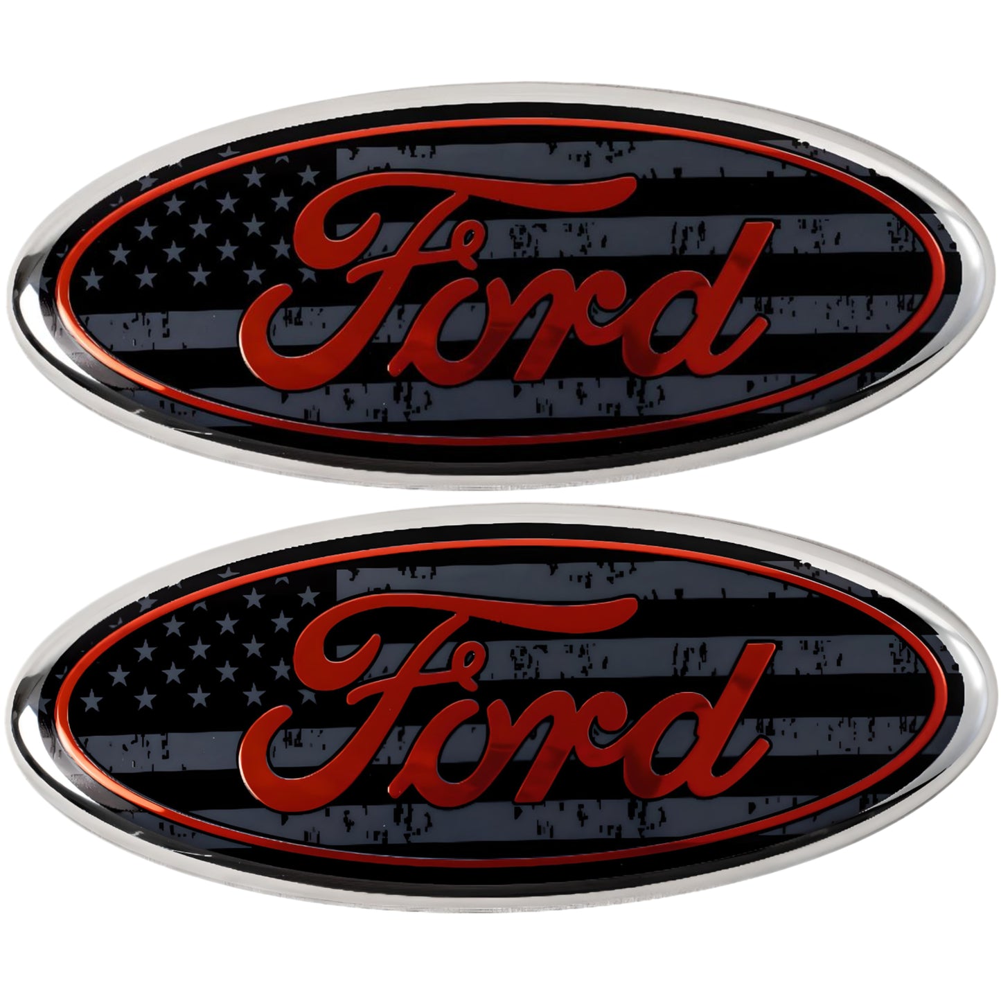 Ford Emblem Set Overlay | USA-Flagge Schwarz