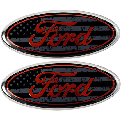 Ford Emblem Set Overlay | USA-Flagge Schwarz