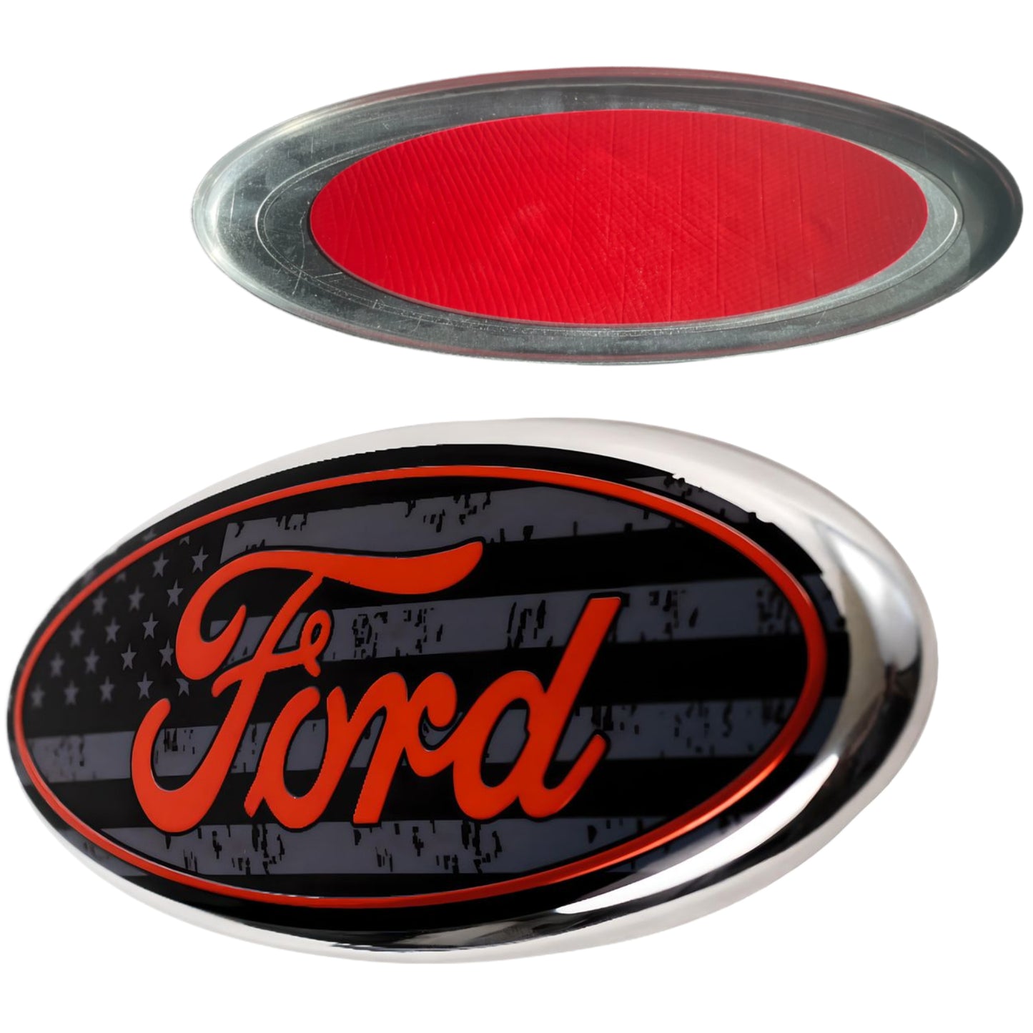Ford Emblem Set Overlay | USA-Flagge Schwarz